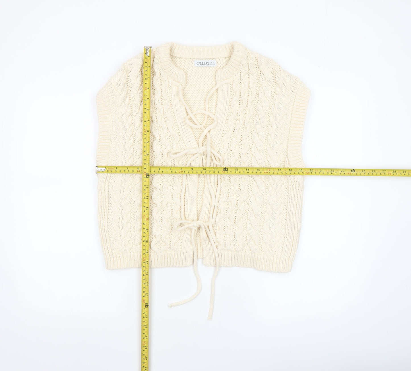 Womens UK Size M Gallery Ivory Vest Jumper