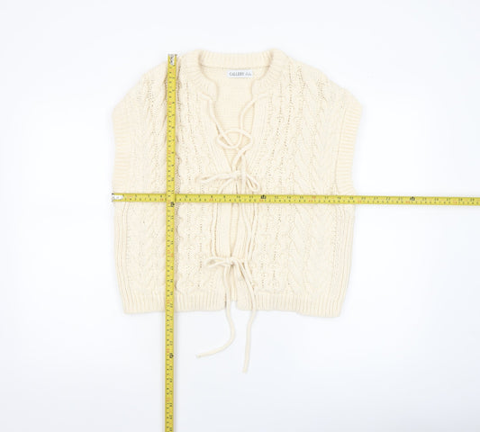 Womens UK Size M Gallery Ivory Vest Jumper