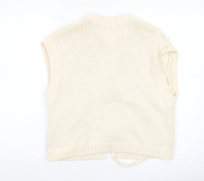 Womens UK Size M Gallery Ivory Vest Jumper