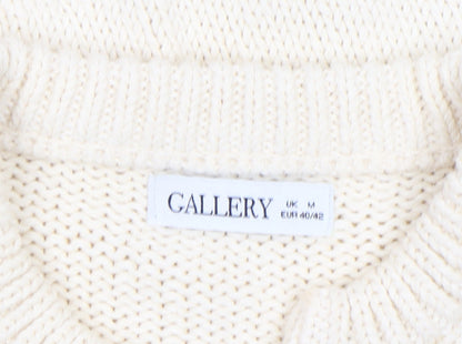 Womens UK Size M Gallery Ivory Vest Jumper