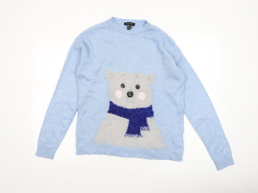 Womens UK Size S New Look Blue Pullover Jumper