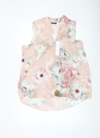 Roman Women’s Pink Floral Sleeveless Tunic Blouse Size 12
