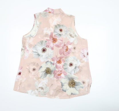 Roman Women’s Pink Floral Sleeveless Tunic Blouse Size 12