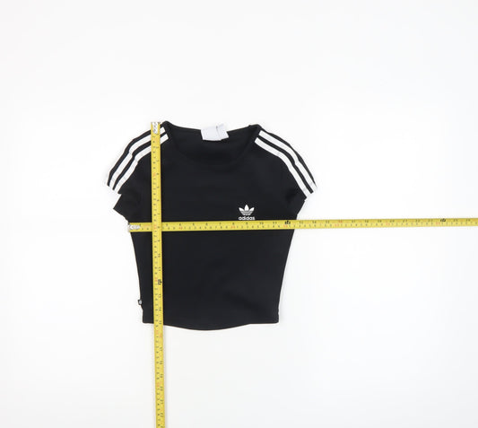 Adidas Womens Black 2XS Cropped Slim Fit Activewear T-Shirt