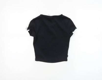 Adidas Womens Black 2XS Cropped Slim Fit Activewear T-Shirt