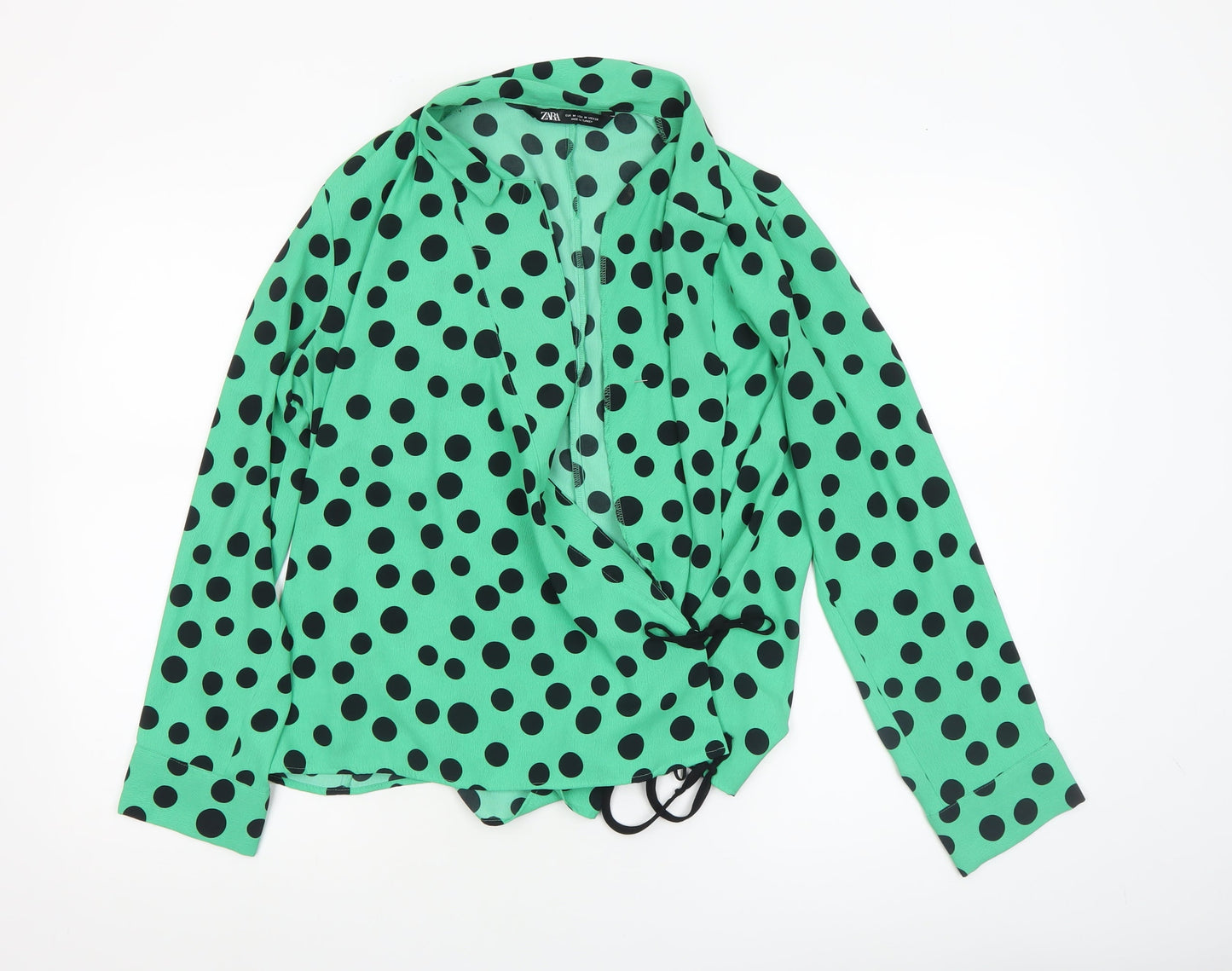 Womens UK Size 12 Zara Green Wrap Blouse