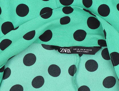 Womens UK Size 12 Zara Green Wrap Blouse