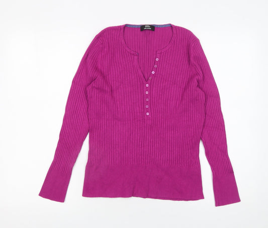 Womens UK Size 18 Marks and Spencer Pink Henley Jumper
