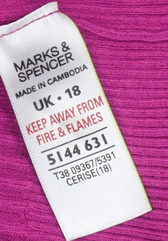 Womens UK Size 18 Marks and Spencer Pink Henley Jumper