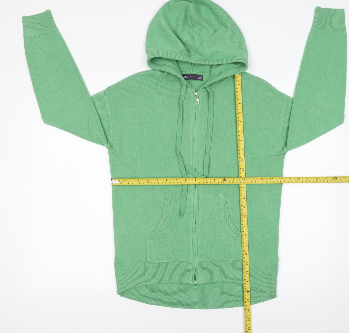 Womens UK Size S Marks and Spencer Green Full Zip Jumper