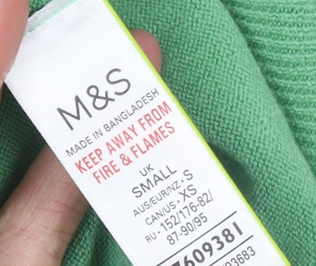 Womens UK Size S Marks and Spencer Green Full Zip Jumper