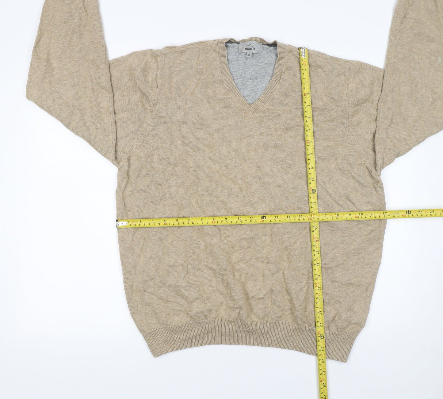 Mens UK Size XL Marks and Spencer Beige Pullover Jumper