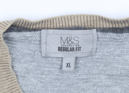 Mens UK Size XL Marks and Spencer Beige Pullover Jumper