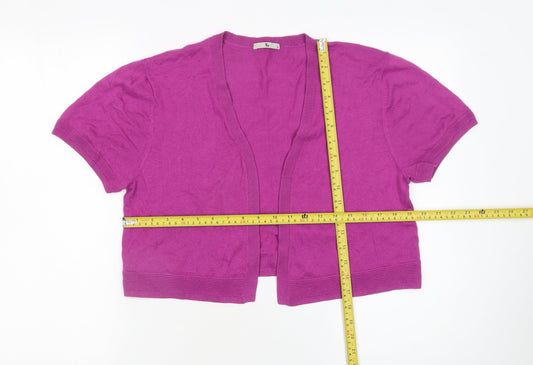 Tu Women's Purple Short Sleeve Knit Open Cardigan Size 16