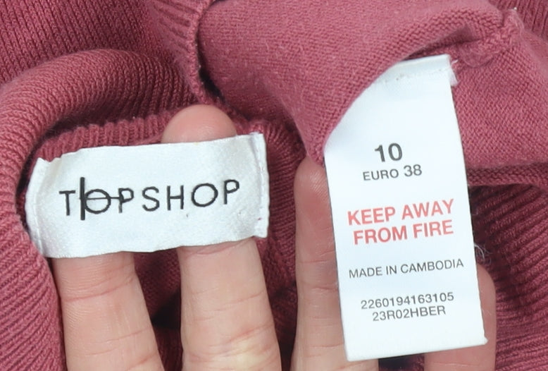Womens UK Size 10 Topshop Pink Pullover Jumper