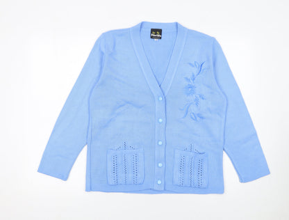 Womens UK Size S Florida Collection Blue Cardigan Jumper