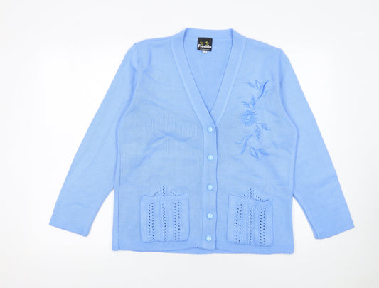 Womens UK Size S Florida Collection Blue Cardigan Jumper