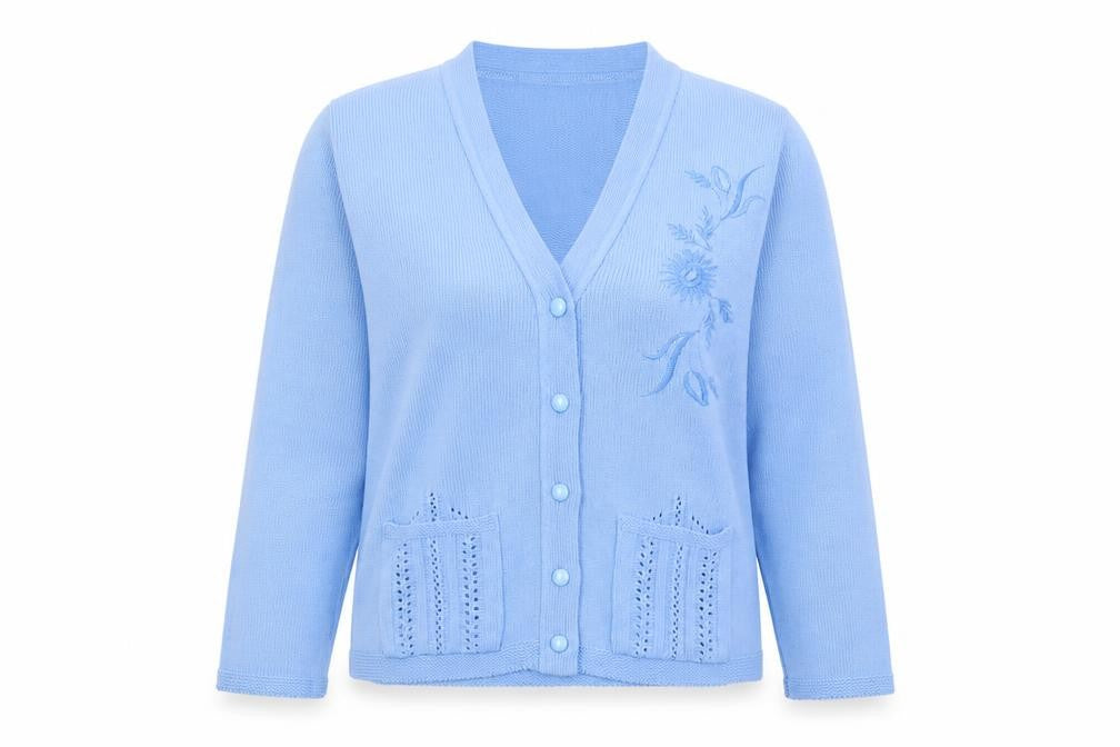 Womens UK Size S Florida Collection Blue Cardigan Jumper