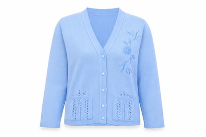 Womens UK Size S Florida Collection Blue Cardigan Jumper