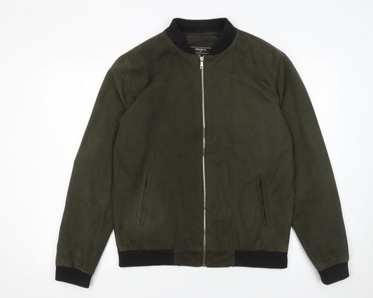 Forever 21 Men Green M Bomber Jacket Lightweight Full Zip Casual