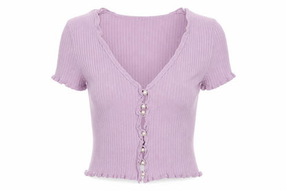Womens UK Size XS NA-KD Purple Cropped Button-Up