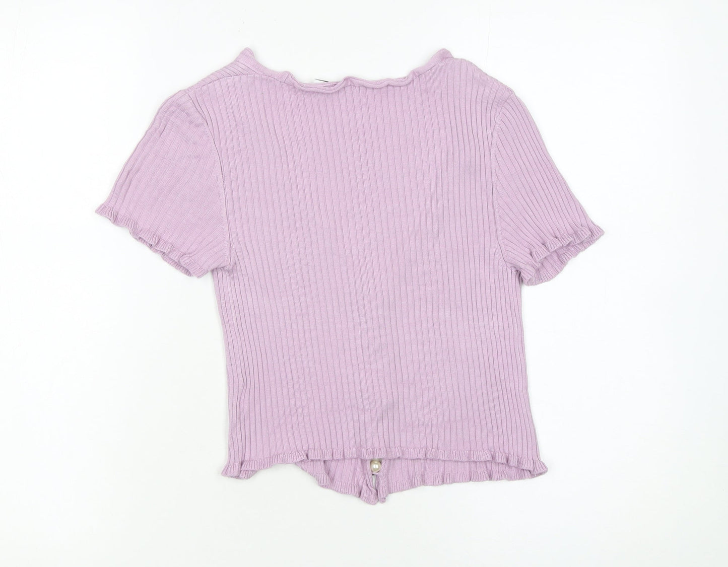 Womens UK Size XS NA-KD Purple Cropped Button-Up
