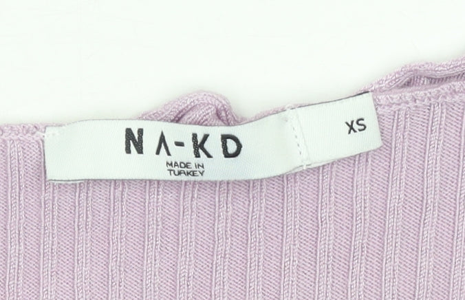 Womens UK Size XS NA-KD Purple Cropped Button-Up