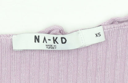 Womens UK Size XS NA-KD Purple Cropped Button-Up