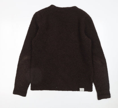 Jack & Jones Men’s Brown Crew Neck Wool Blend Knit Jumper M