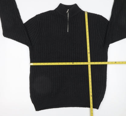 Mens UK Size M ASOS DESIGN Black 1/2 Zip Jumper