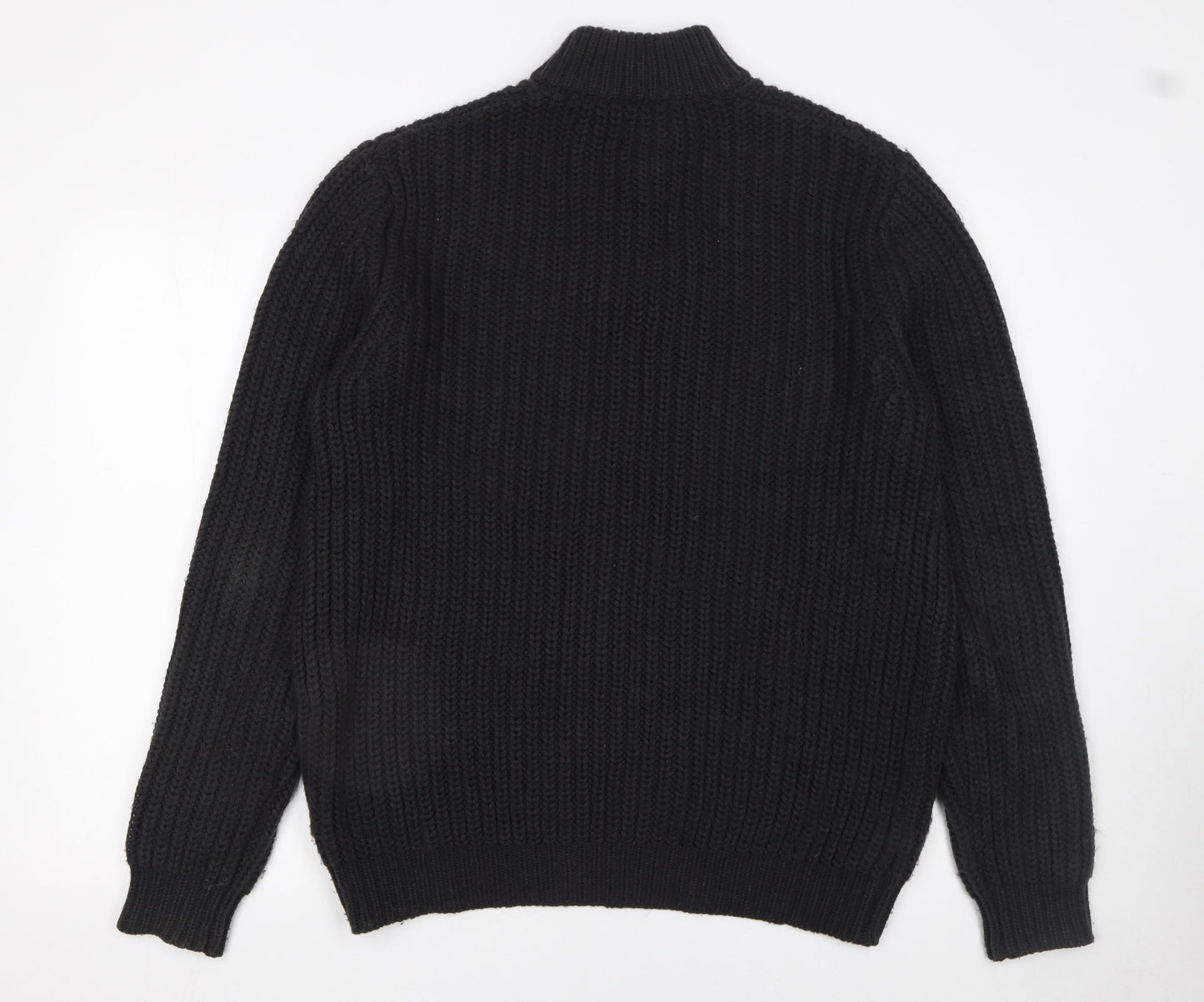 Mens UK Size M ASOS DESIGN Black 1/2 Zip Jumper