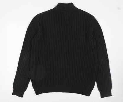 Mens UK Size M ASOS DESIGN Black 1/2 Zip Jumper