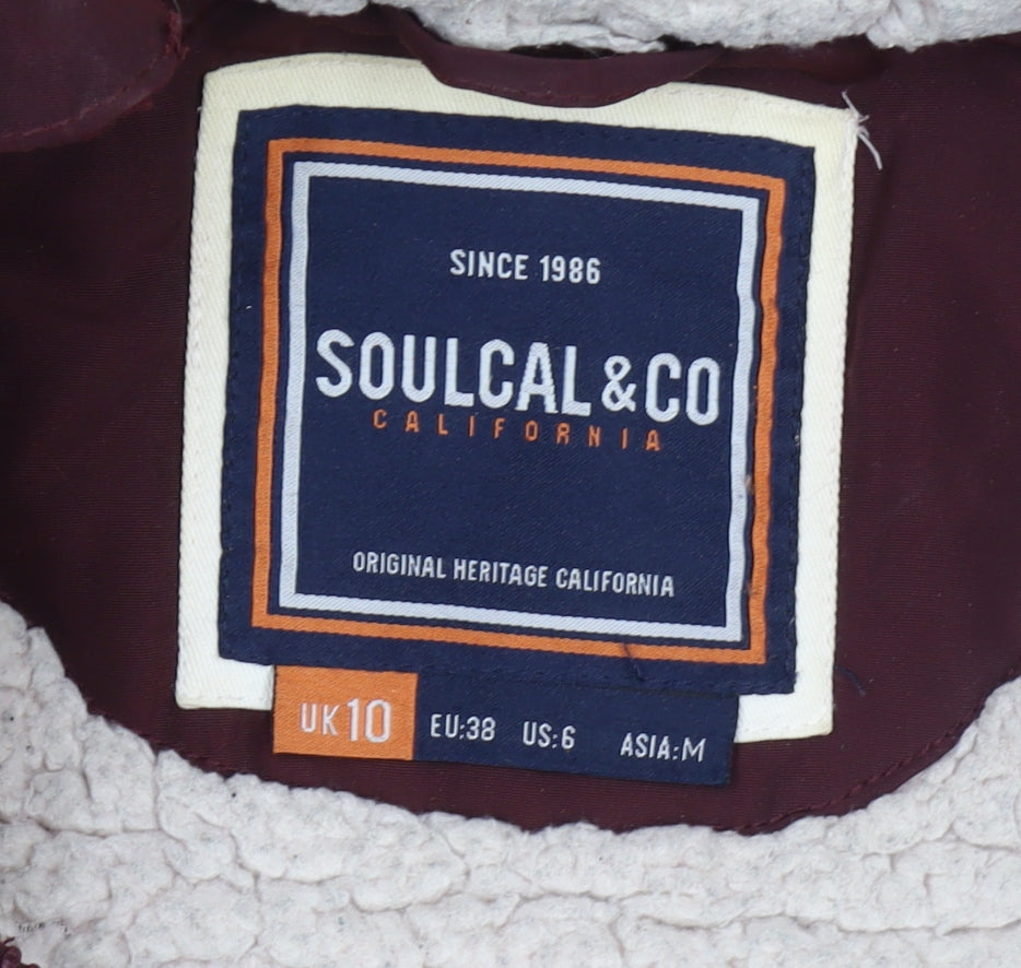 Womens UK Size 10 SoulCal & Co Red Puffer Jacket