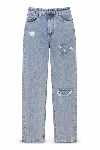 Womens UK Size 4 PRETTYLITTLETHING Regular Fit Straight Blue Jeans