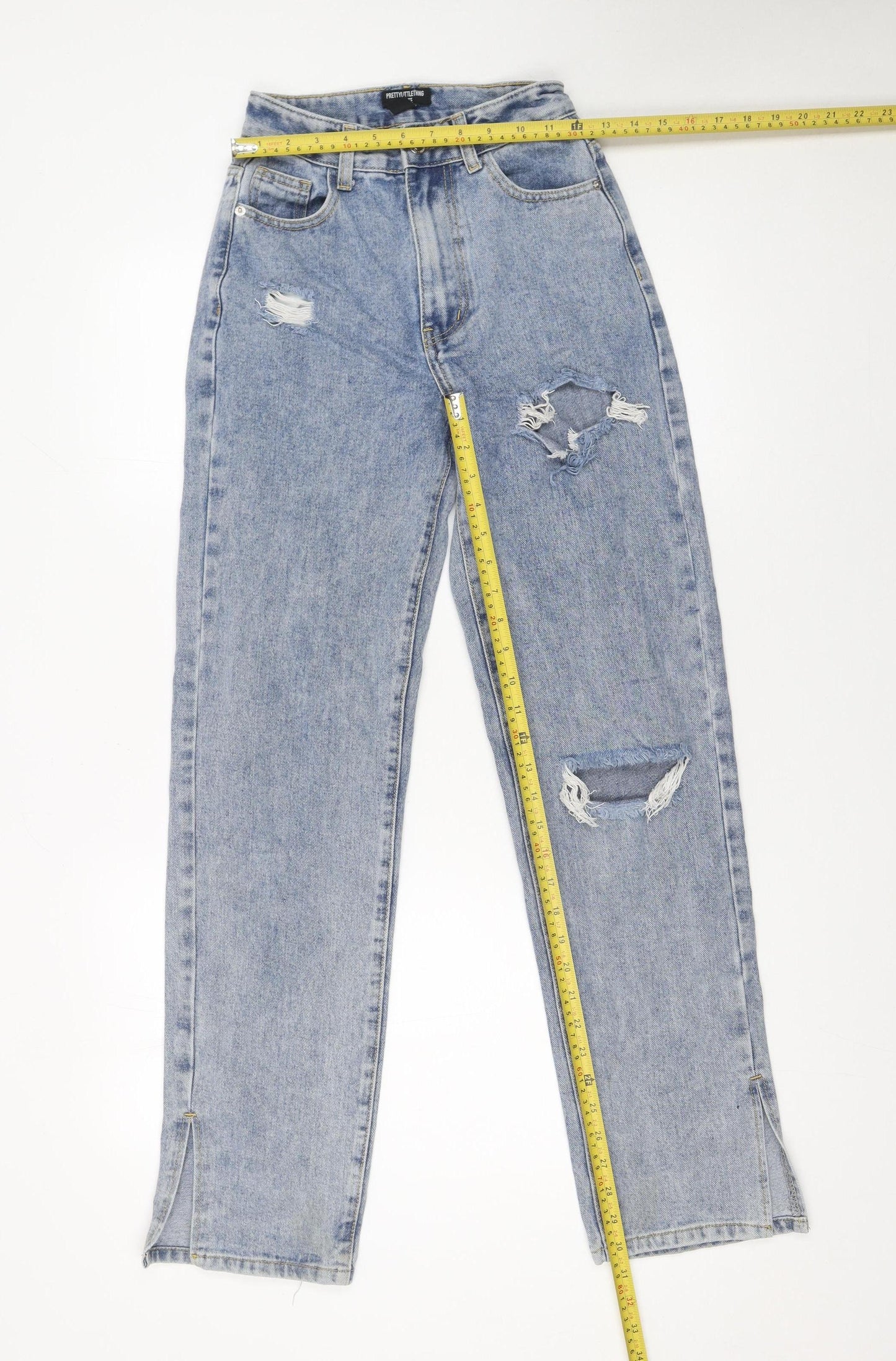 Womens UK Size 4 PRETTYLITTLETHING Regular Fit Straight Blue Jeans