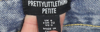 Womens UK Size 4 PRETTYLITTLETHING Regular Fit Straight Blue Jeans