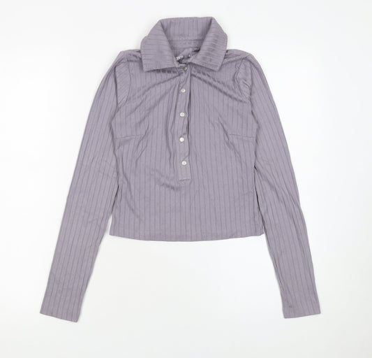 Womens UK Size 6 ASOS Purple Cropped Button-Up