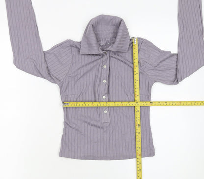 Womens UK Size 6 ASOS Purple Cropped Button-Up
