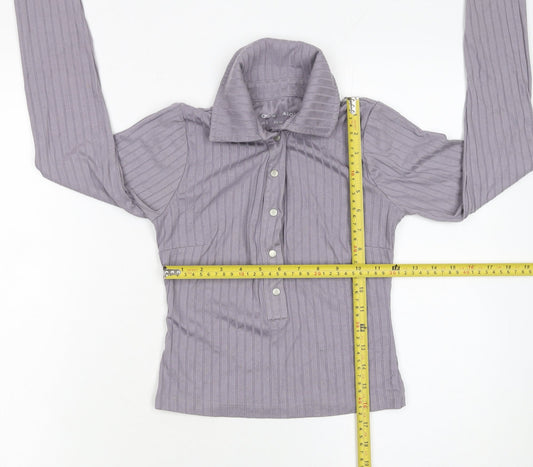 Womens UK Size 6 ASOS Purple Cropped Button-Up