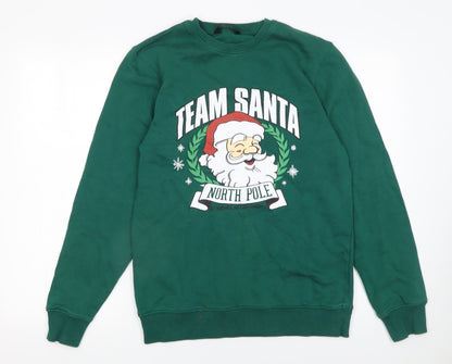 Mens UK Size S F&F Green Pullover Sweatshirt