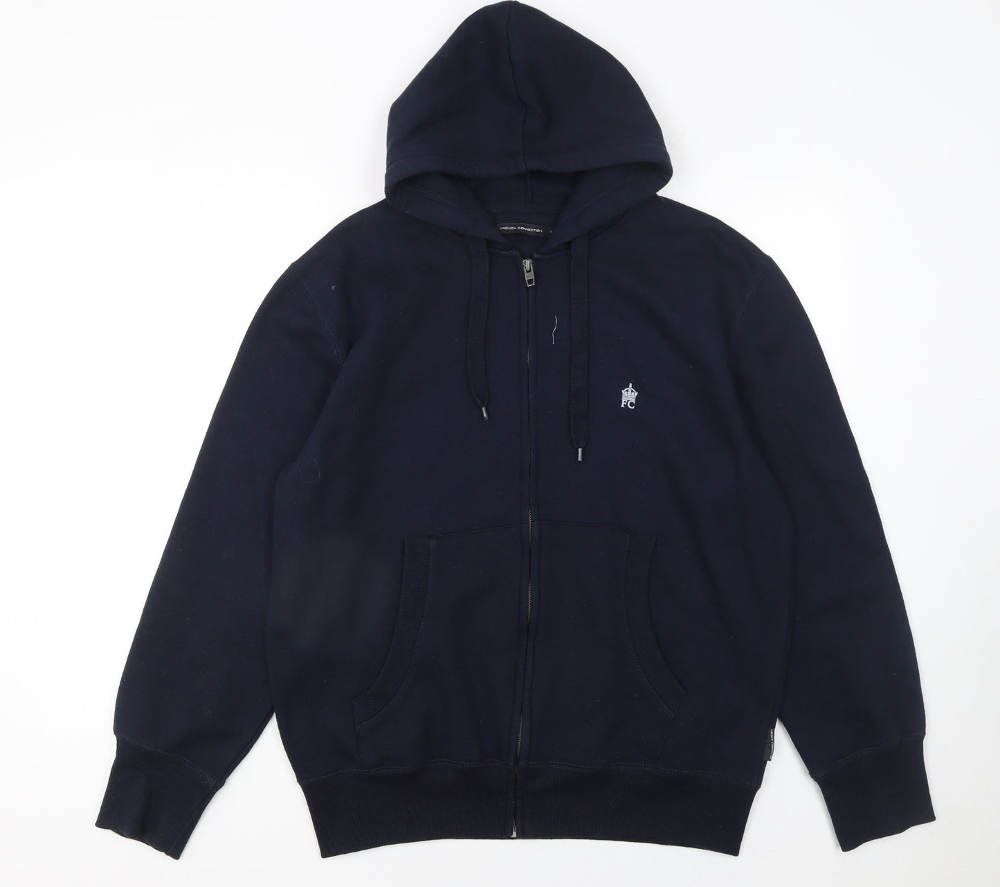 Mens UK Size L French Connection Blue Full Zip Hoodie