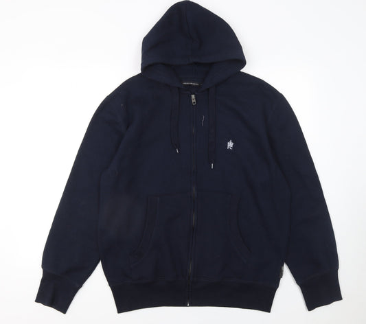 Mens UK Size L French Connection Blue Full Zip Hoodie