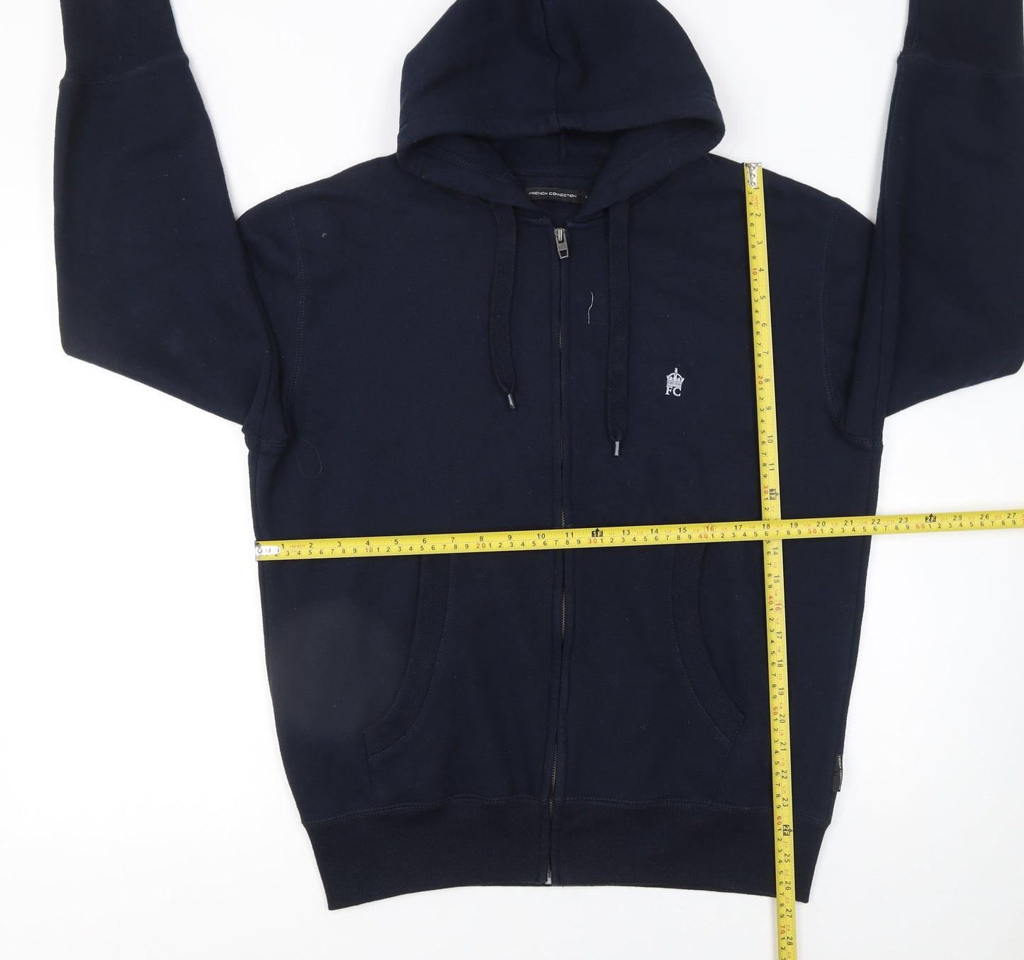Mens UK Size L French Connection Blue Full Zip Hoodie