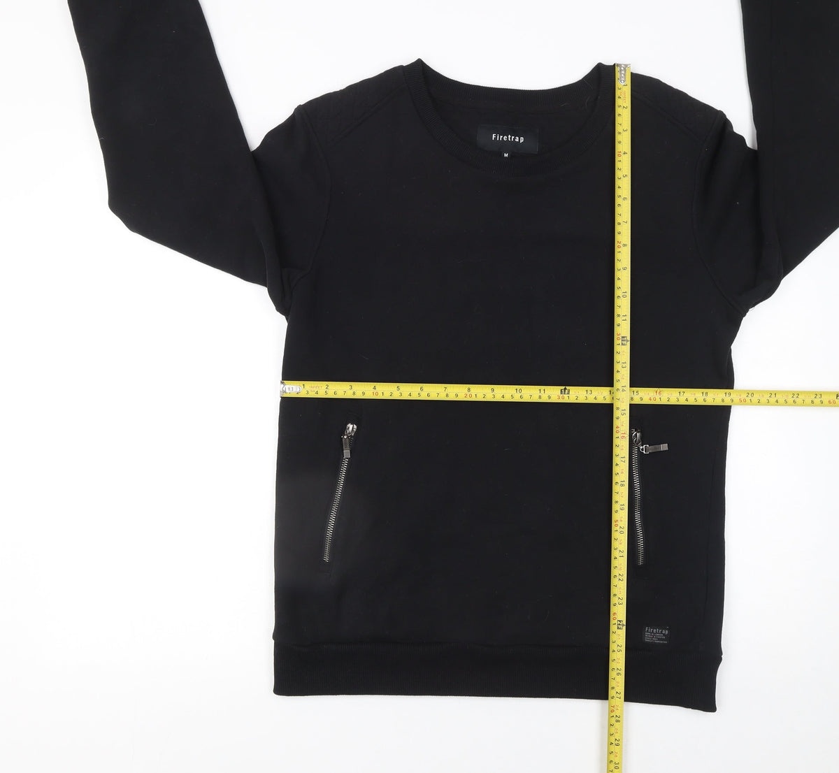 Mens UK Size M Firetrap Black Pullover Sweatshirt