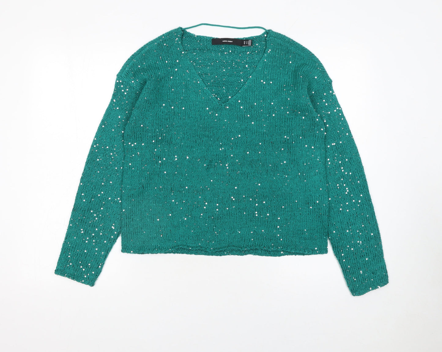 Womens UK Size 12 VERO MODA Green Pullover Jumper