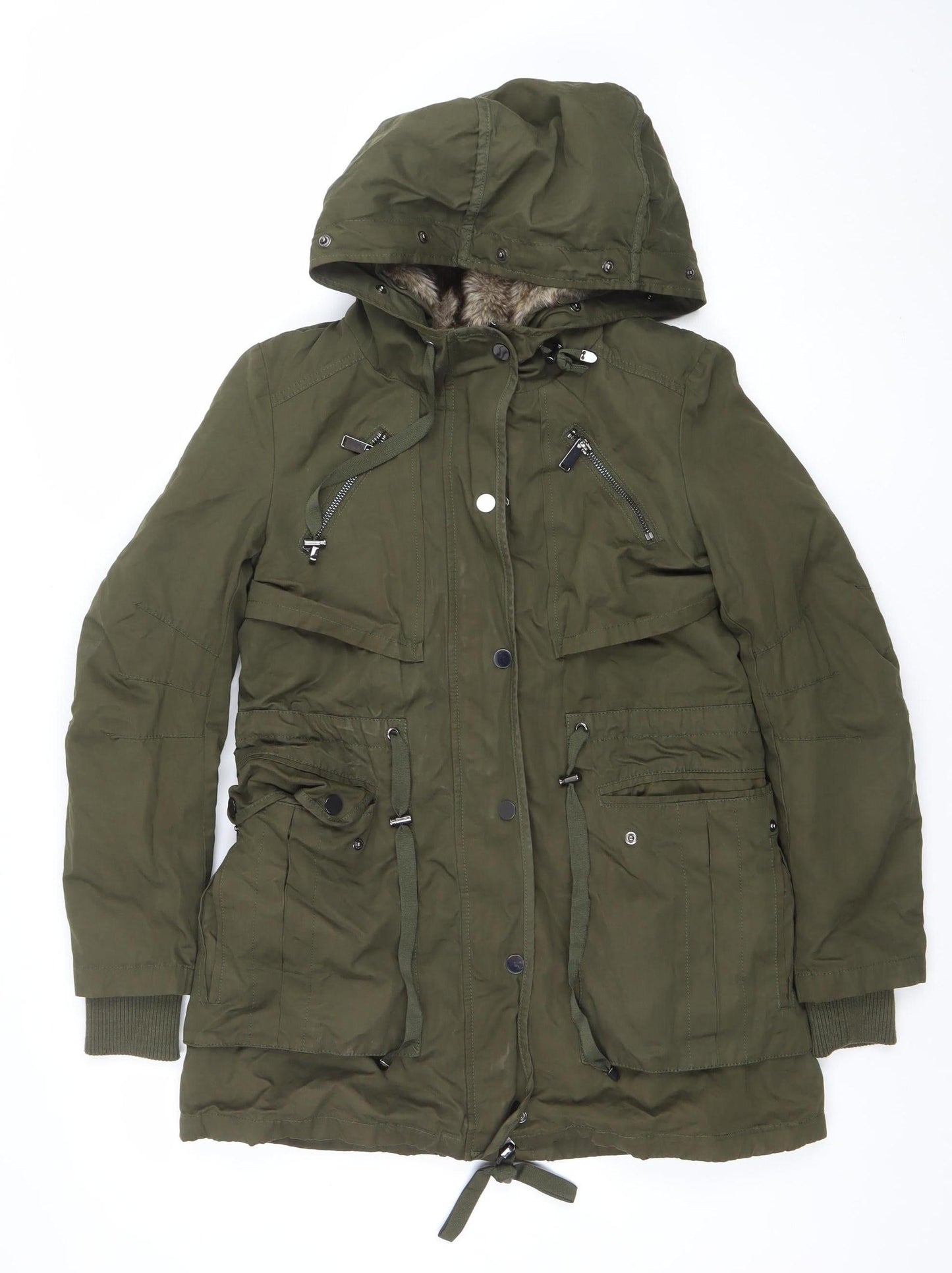Womens UK Size 6 Ever New Green Parka Coat