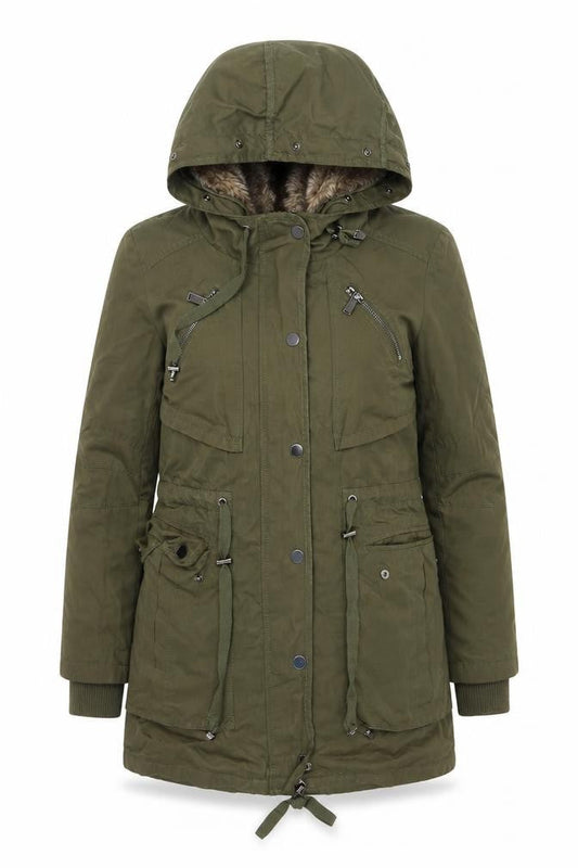 Womens UK Size 6 Ever New Green Parka Coat