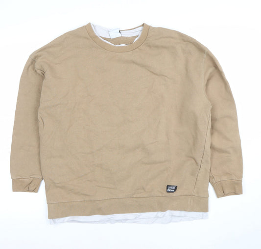 Womens UK Size M Zara Beige Pullover Sweatshirt