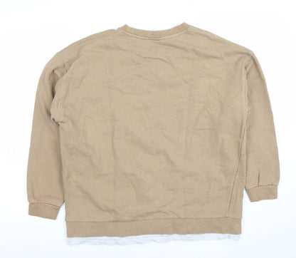Womens UK Size M Zara Beige Pullover Sweatshirt