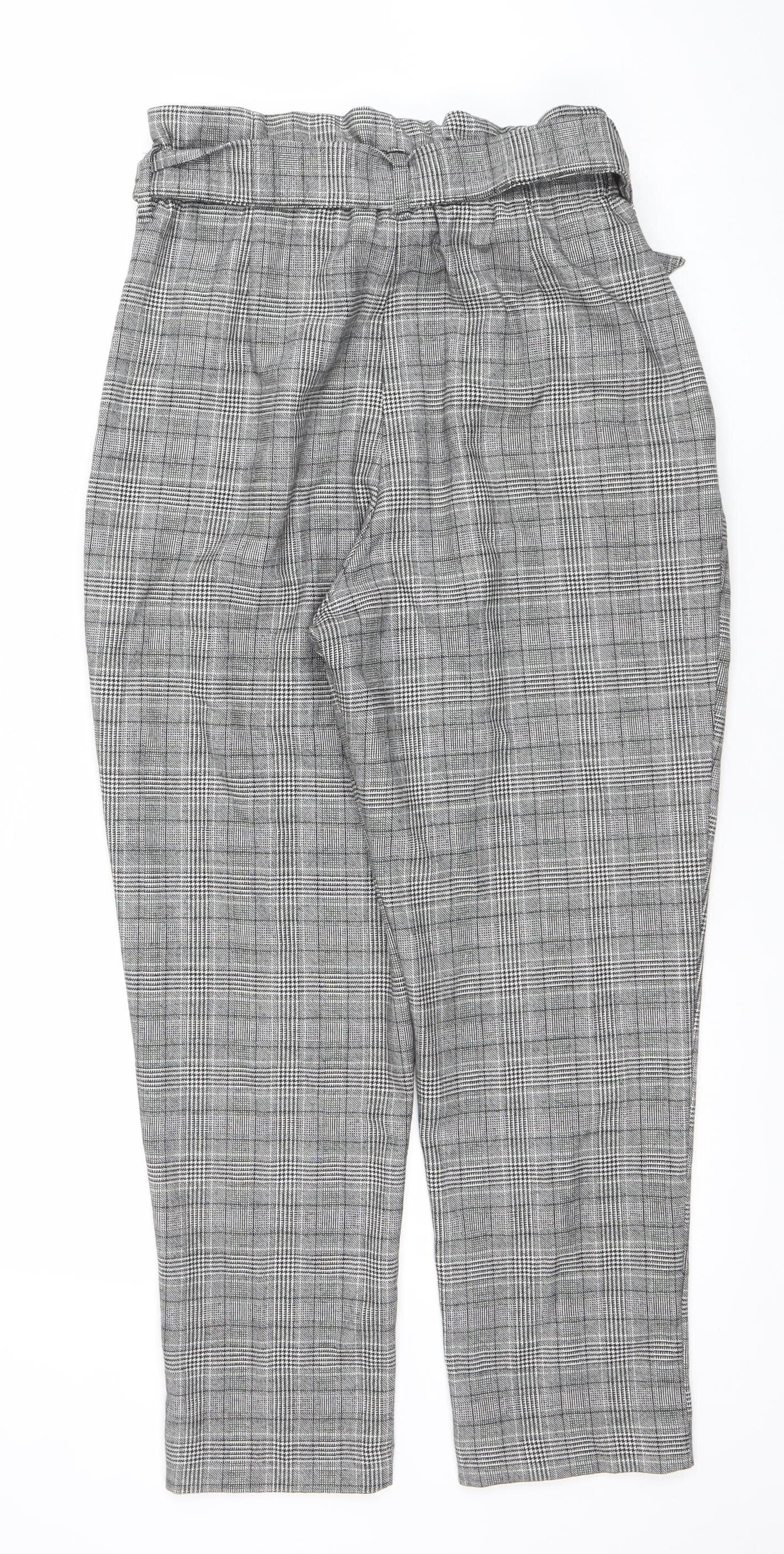Womens UK Size 10 H&M Regular Fit Paperbag Grey Trousers